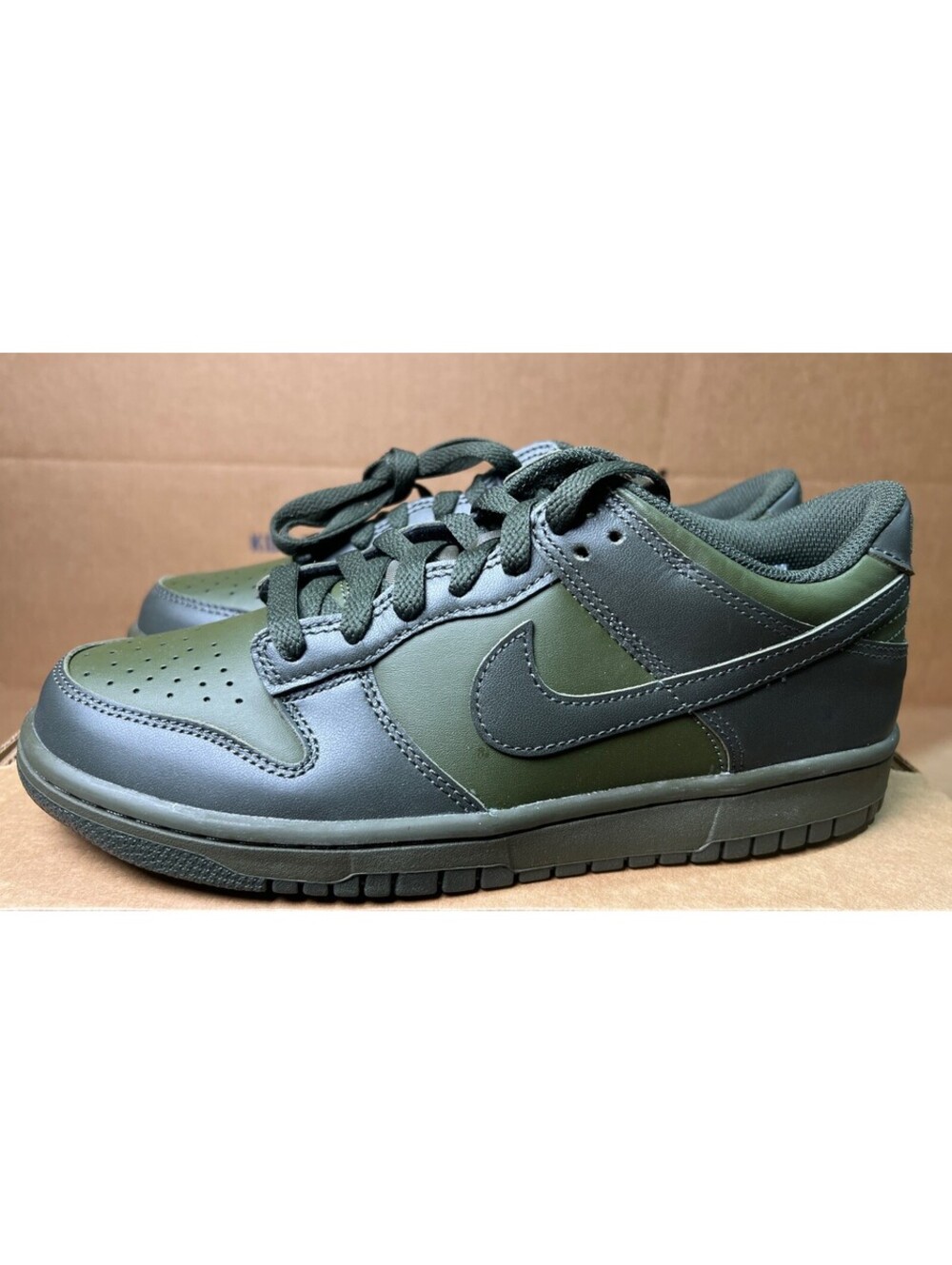 Nike Dunk Low Big Kids' Shoes (Cargo Khaki/Sequoia/University Red) 7Y